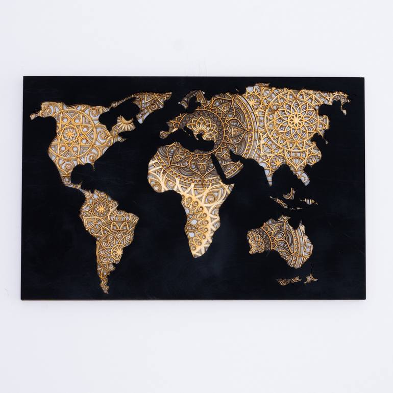 World Map Wooden Wall Hanging - Print