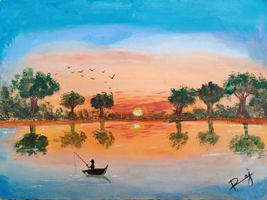 Print of Fine Art Landscape Paintings by raj maheshwari