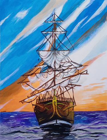 Original Boat Paintings by raj maheshwari