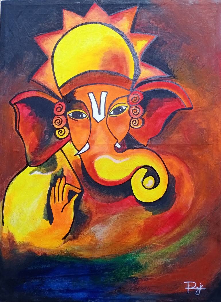 Lord Ganesha Painting by raj maheshwari | Saatchi Art