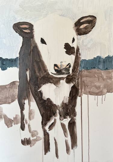 Original Figurative Cows Paintings by Simona Žilėnaitė