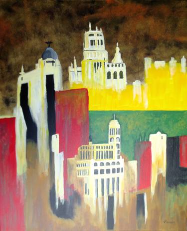 Original Architecture Painting by Jose Antonio Rivero