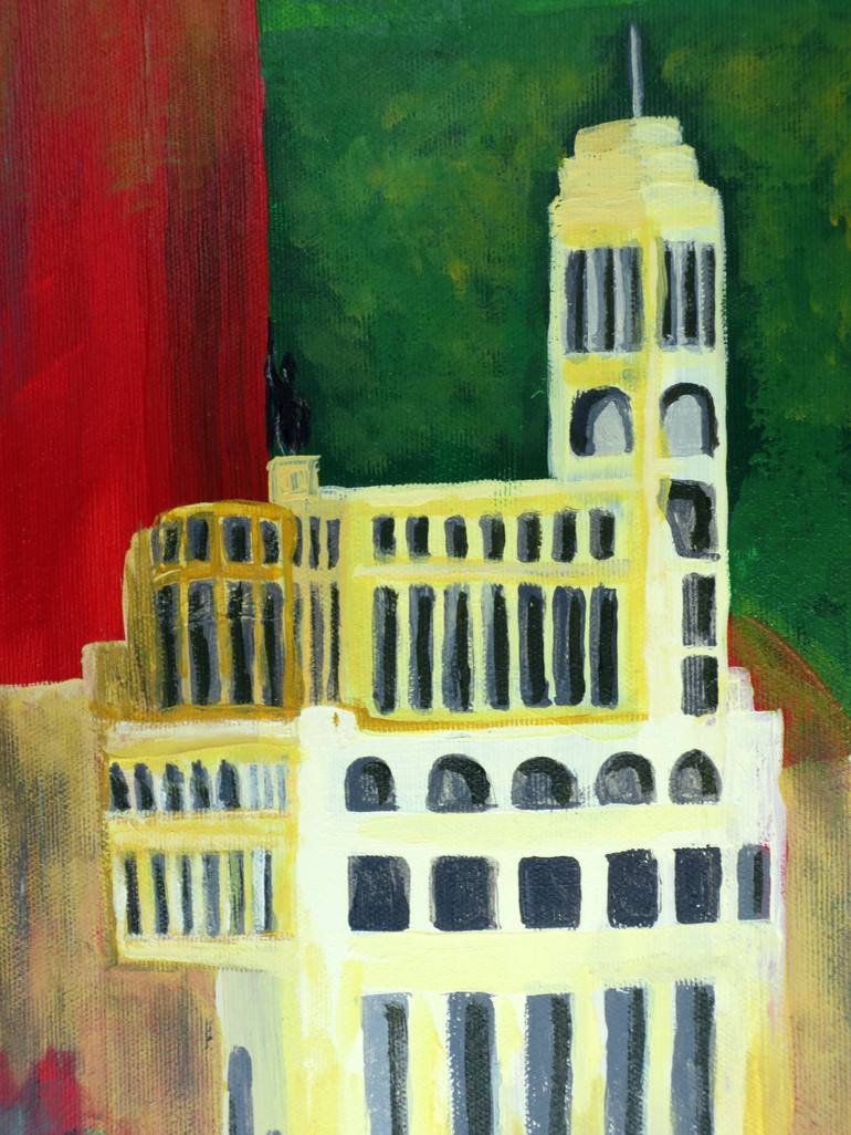 Original Art Deco Architecture Painting by Jose Antonio Rivero