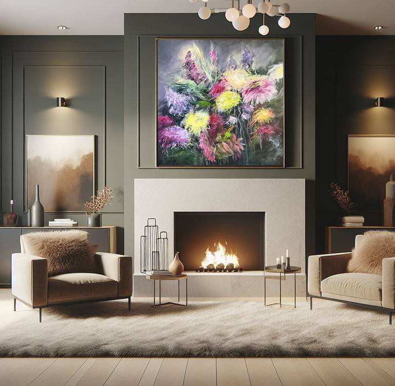 Original Abstract Floral Painting by Natalia Yasko