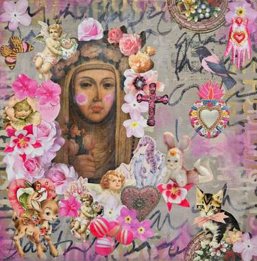 Original Pop Art Religion Mixed Media by Lorette C Luzajic