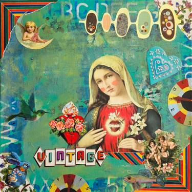 Original Art Nouveau Religion Mixed Media by Lorette C Luzajic