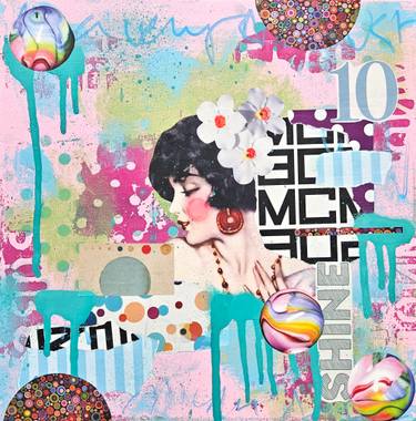 Original Art Nouveau Women Mixed Media by Lorette C Luzajic