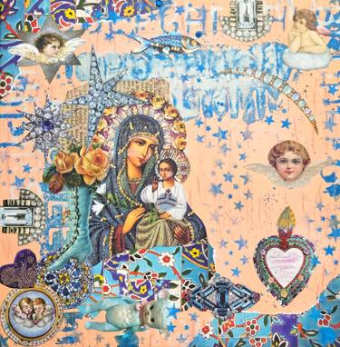 Original Art Nouveau Religion Mixed Media by Lorette C Luzajic