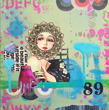 Original Art Nouveau Women Mixed Media by Lorette C Luzajic