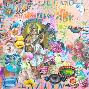 Original Art Nouveau Love Mixed Media by Lorette C Luzajic