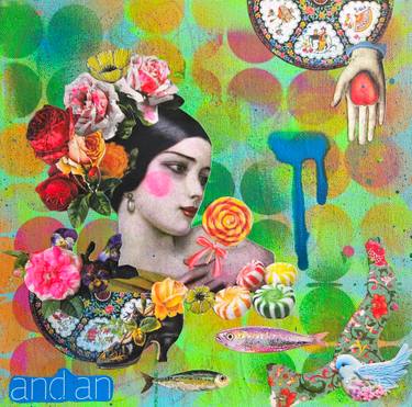 Original Pop Art Women Mixed Media by Lorette C Luzajic