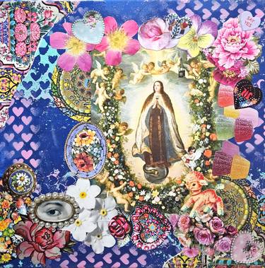 Original Art Nouveau Love Mixed Media by Lorette C Luzajic