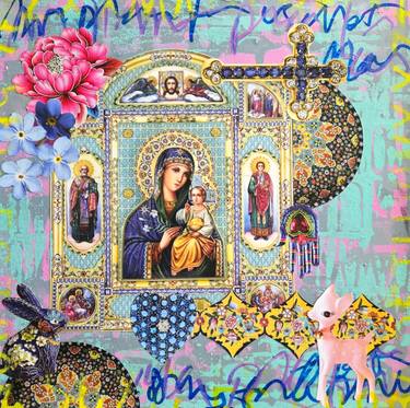 Original Contemporary Religion Mixed Media by Lorette C Luzajic