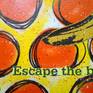 Mixed media paints with ink and collage on canvas. Edges painted, ready to hang.
Cheerful, comical homage to living a colorful life.
Features Warhol's banana, bright orange circles.