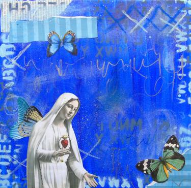 Original Fine Art Religion Collage by Lorette C Luzajic