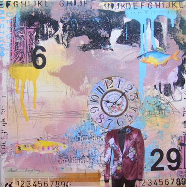 Original Dada Time Collage by Lorette C Luzajic