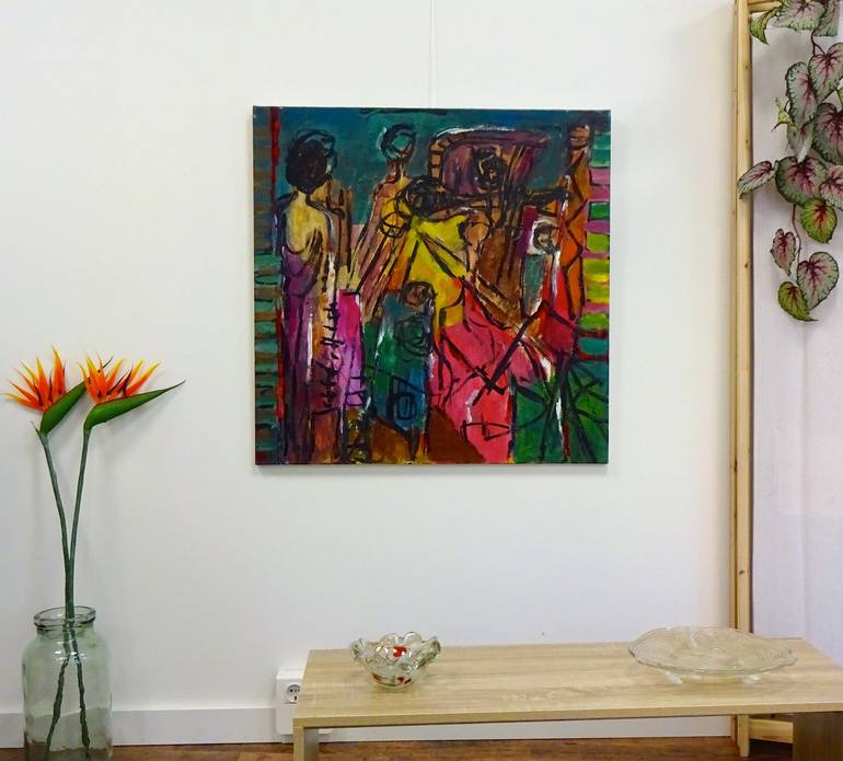 Original Abstract People Painting by Engelina Zandstra