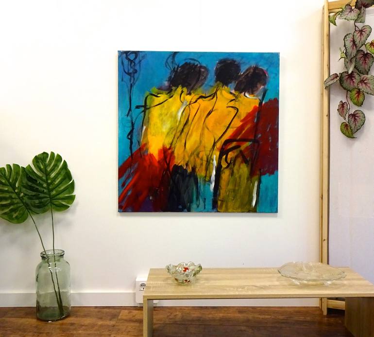 Original Abstract Expressionism People Painting by Engelina Zandstra