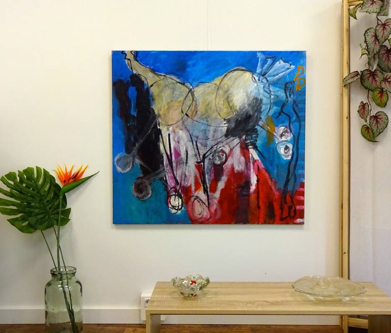 Original Abstract Horse Painting by Engelina Zandstra