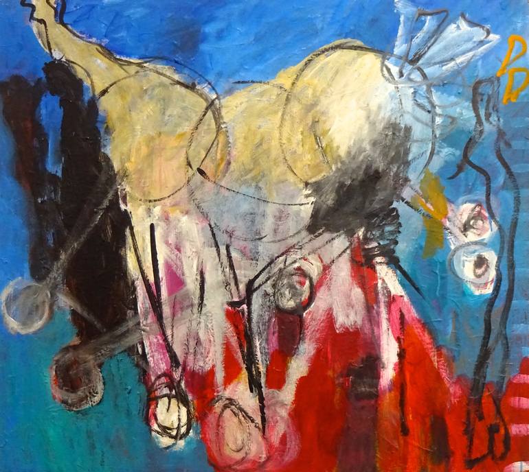 Original Abstract Horse Painting by Engelina Zandstra