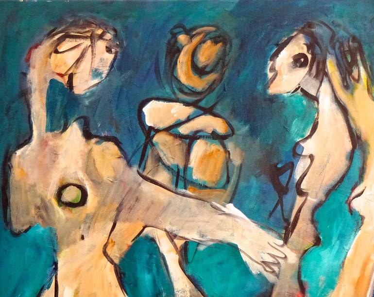 Original Abstract Expressionism People Painting by Engelina Zandstra