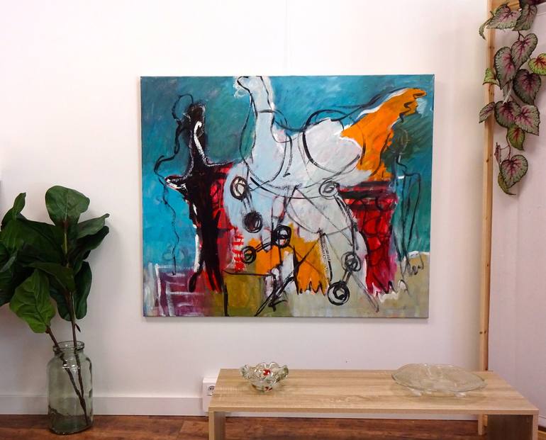 Original Abstract Expressionism Horse Painting by Engelina Zandstra