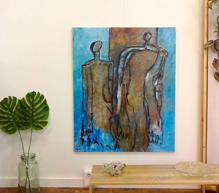 Original Abstract People Painting by Engelina Zandstra