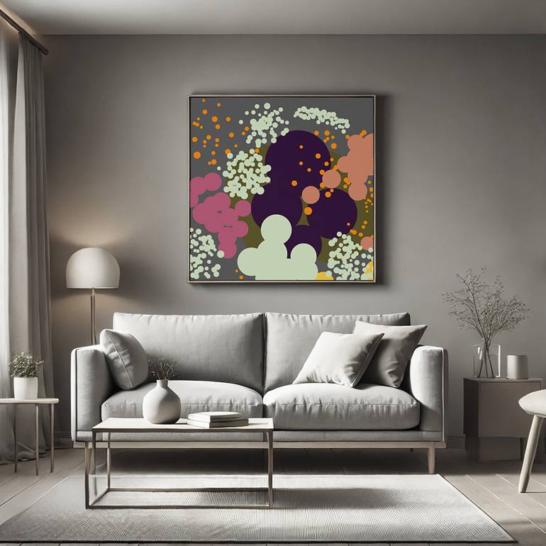 Original Geometric Floral Painting by Dmitry Kozins