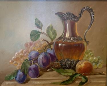 Oil painting "Jug and Plums" for interior thumb