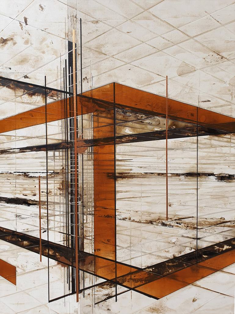 Original Abstract Architecture Painting by Ludovic Mercher