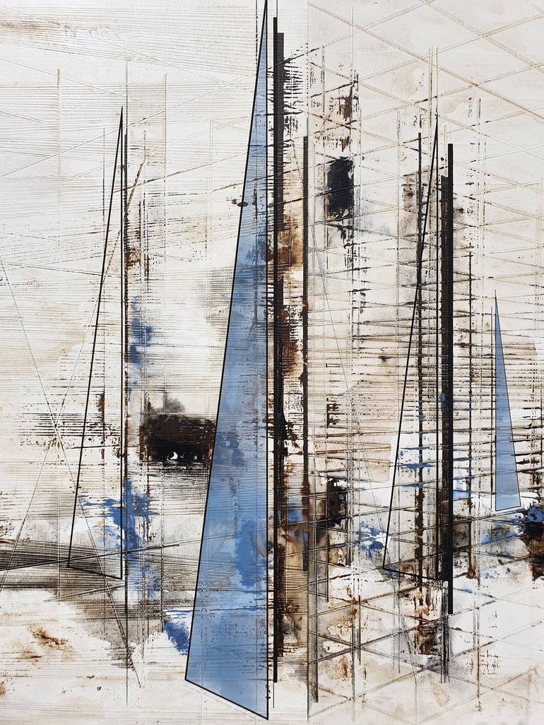 Original Abstract Sailboat Painting by Ludovic Mercher