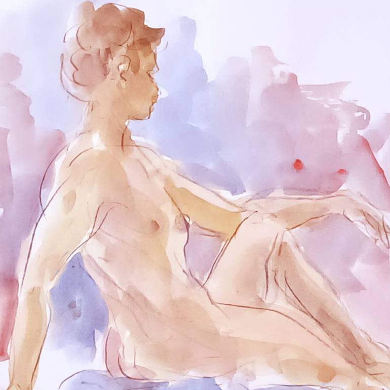 Original Classicism Nude Mixed Media by Eric Leong