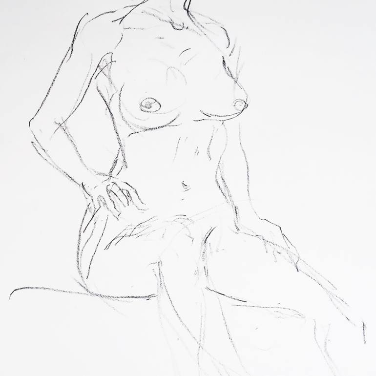 Original Art Nouveau Body Drawing by Eric Leong