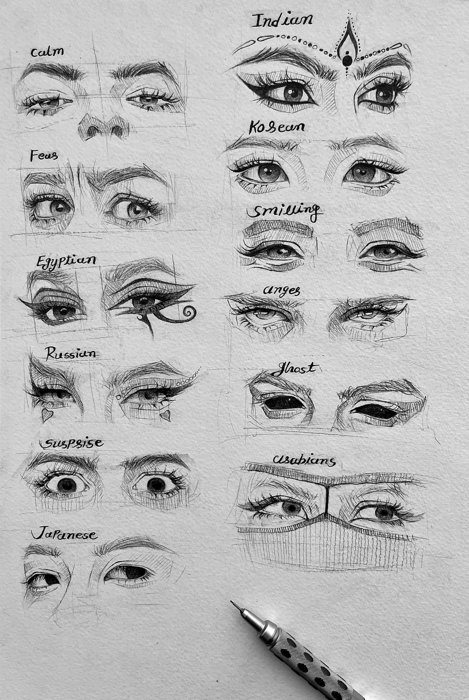 ink drawings of eyes