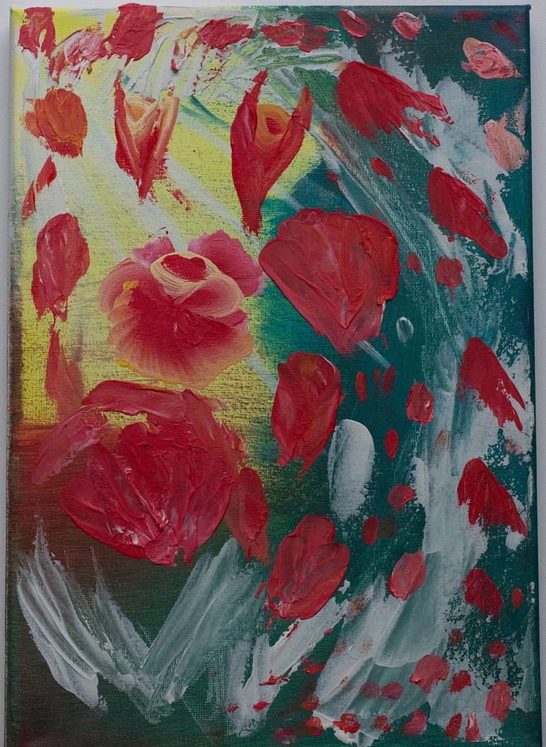 Summer rose garden Modern Painting acrylic painting texture paste - Print