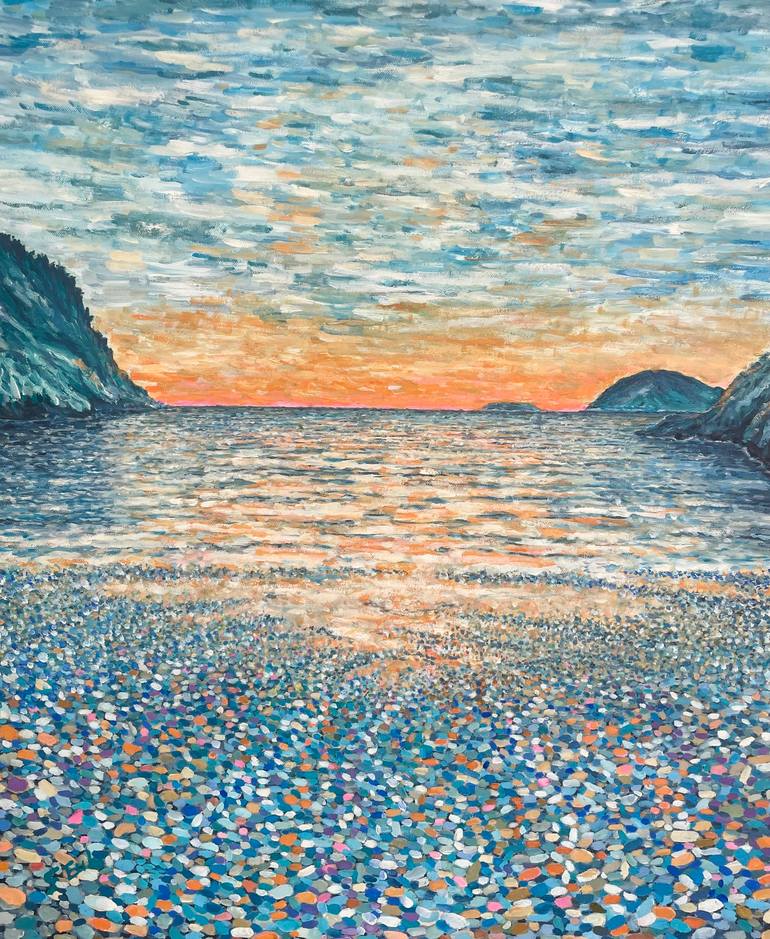 Original Landscape Painting by Sang Eul Ha | Abstract Expressionism Art on Canvas | The sound of sunset, slient
