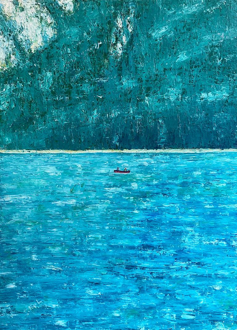 Original Landscape Painting by Sang Eul Ha | Abstract Expressionism Art on Canvas | relaxation at the lake
