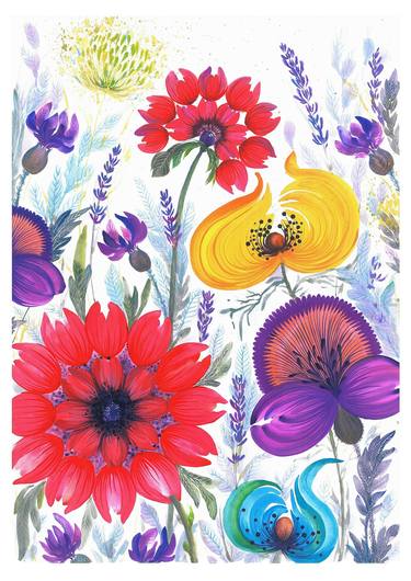 Print of Folk Floral Paintings by Tetiana Savchenko