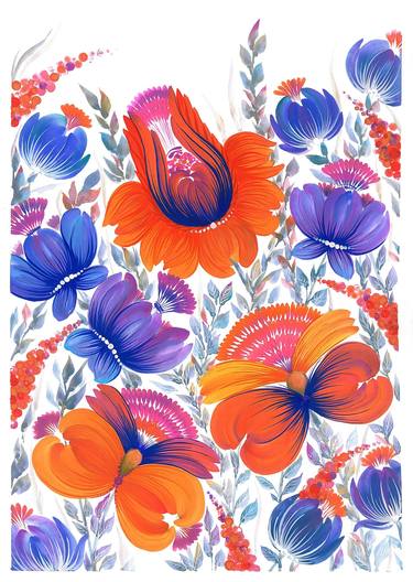 Print of Art Deco Floral Paintings by Tetiana Savchenko