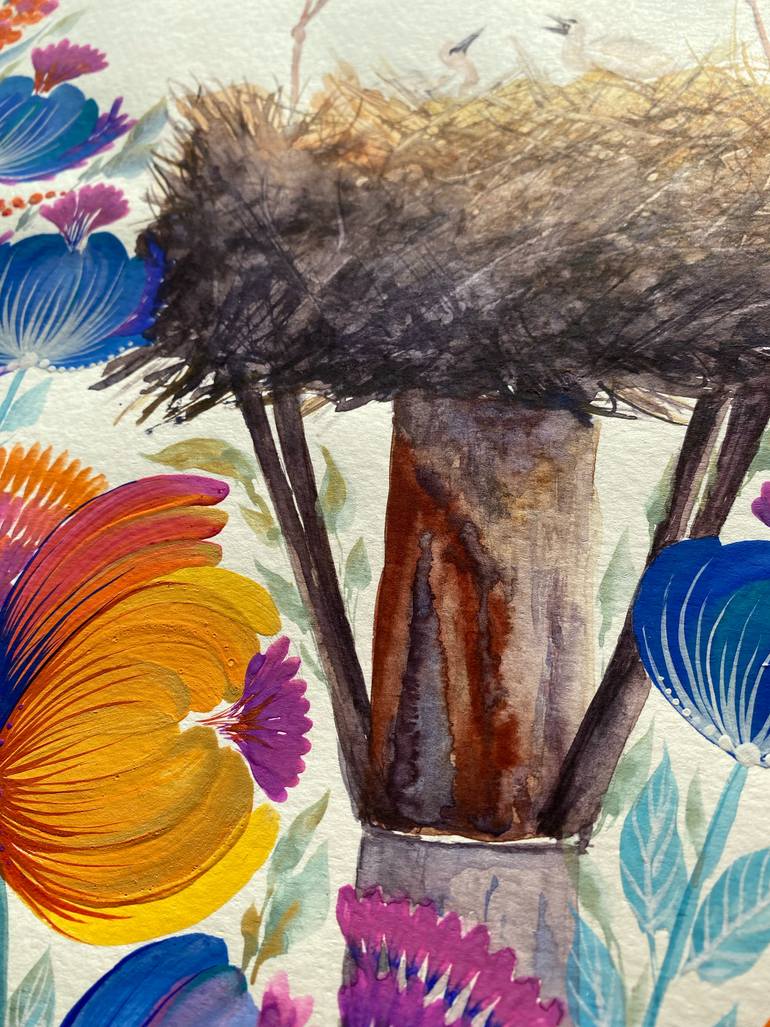 Original Folk Floral Painting by Tetiana Savchenko