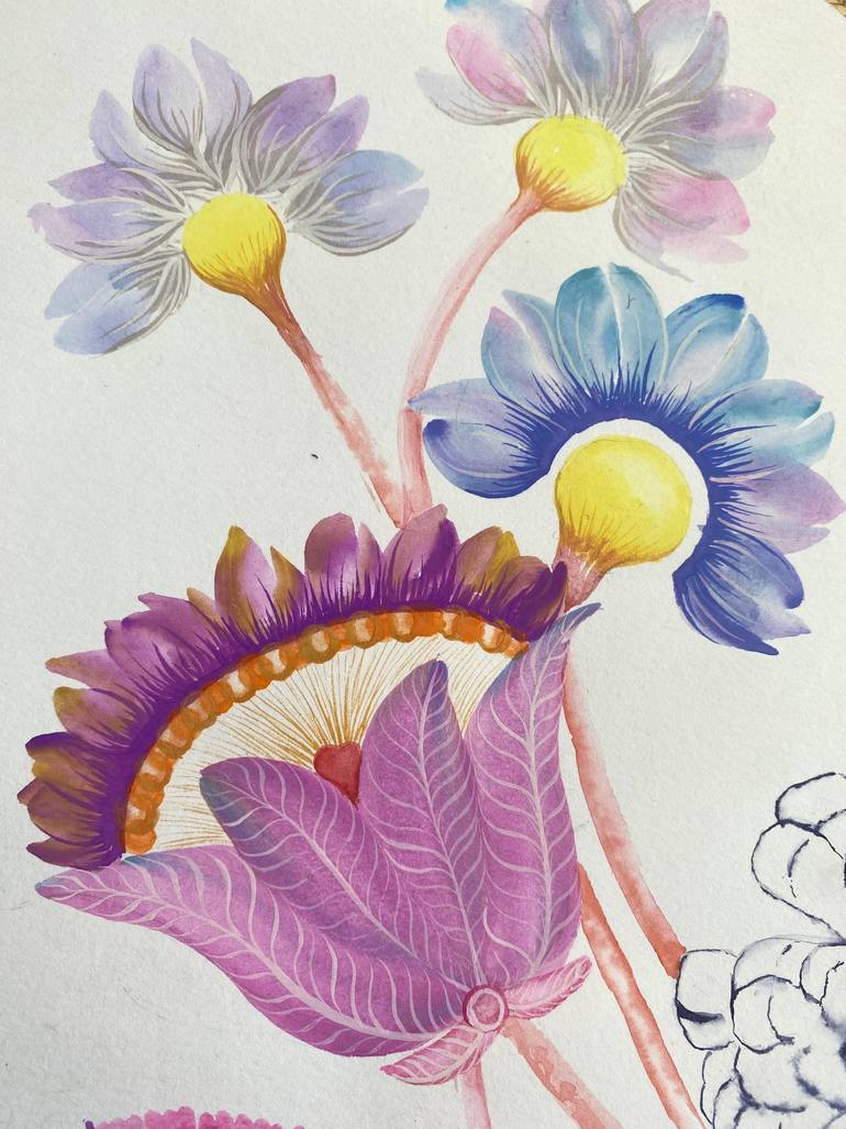 Original Folk Floral Painting by Tetiana Savchenko