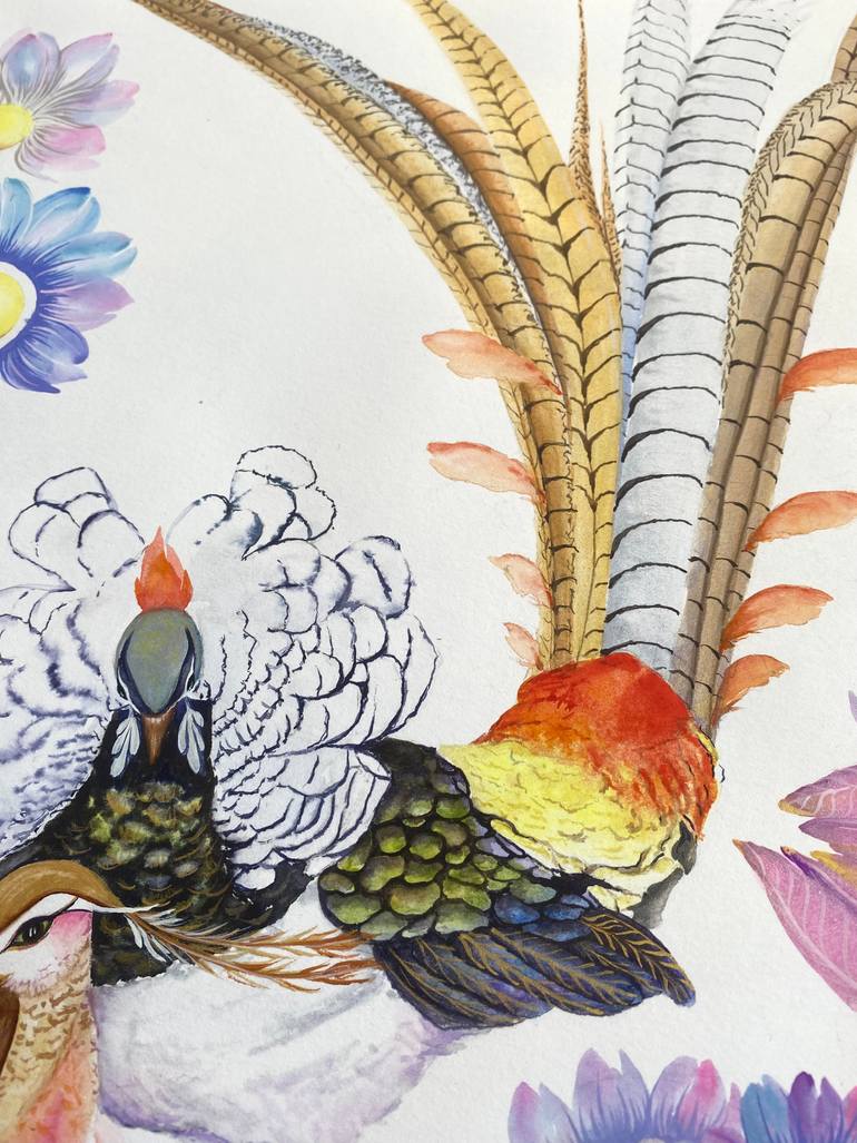 Original Folk Floral Painting by Tetiana Savchenko