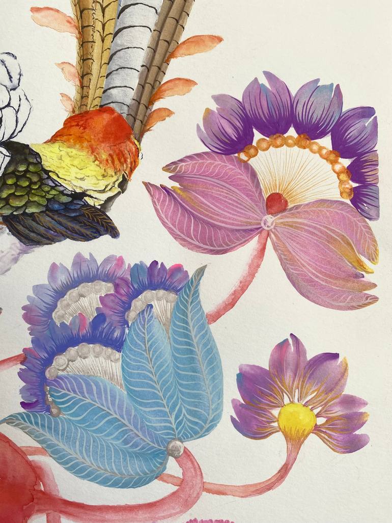 Original Folk Floral Painting by Tetiana Savchenko