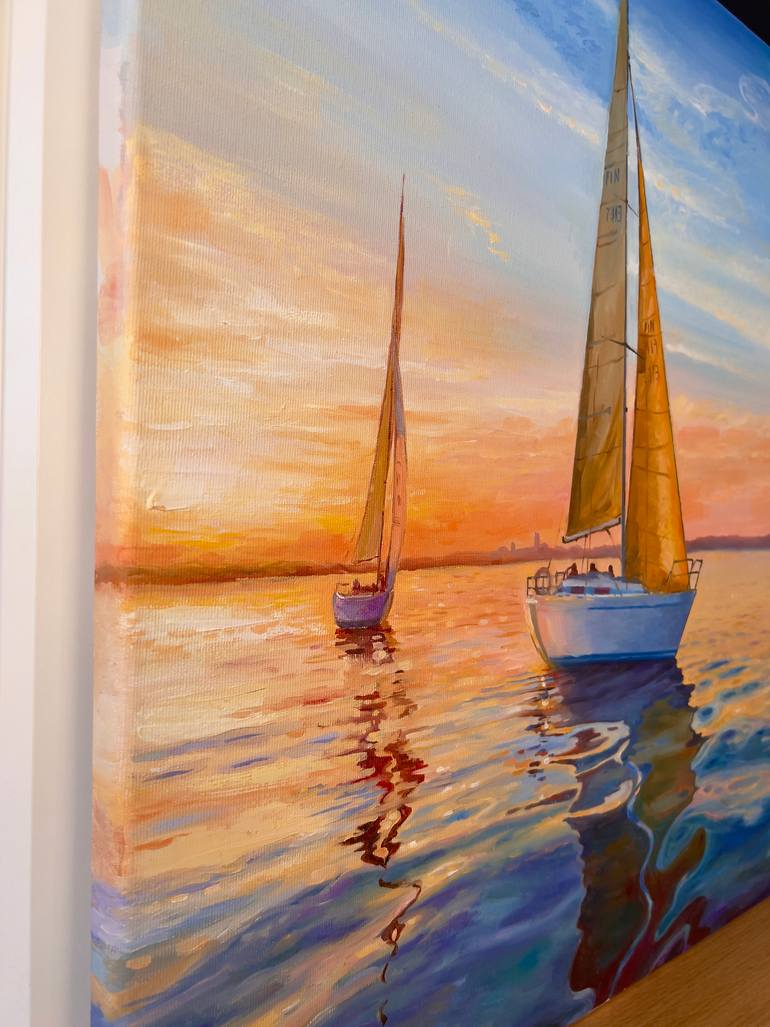 Original Expressionism Boat Painting by Tiana Breeze