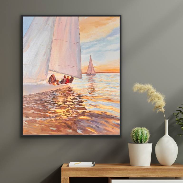 Original Sailboat Painting by Tiana Breeze