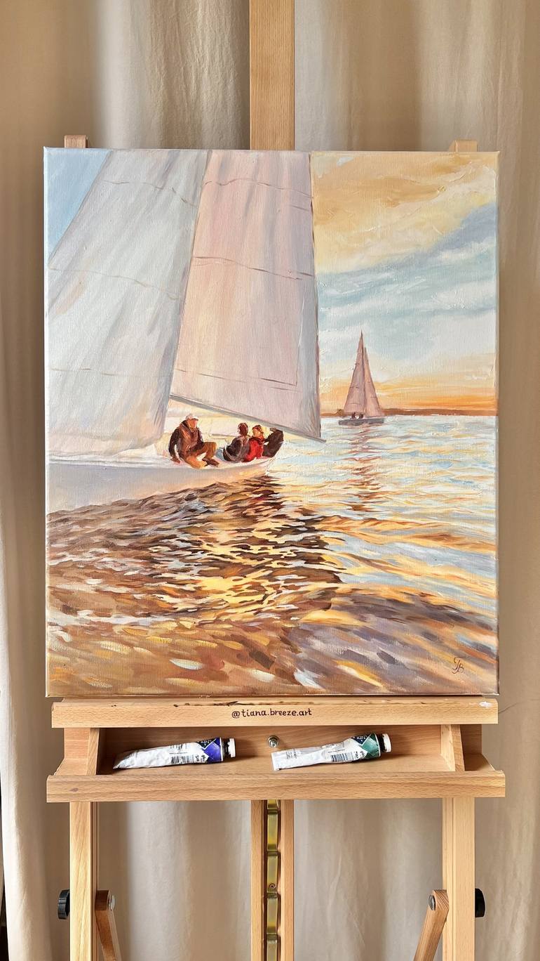 Original Sailboat Painting by Tiana Breeze