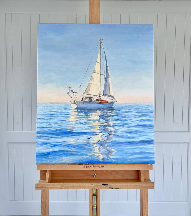 Original Sailboat Painting by Tiana Breeze