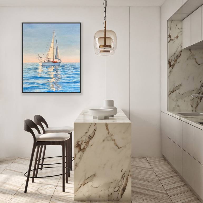 Original Impressionism Sailboat Painting by Tiana Breeze