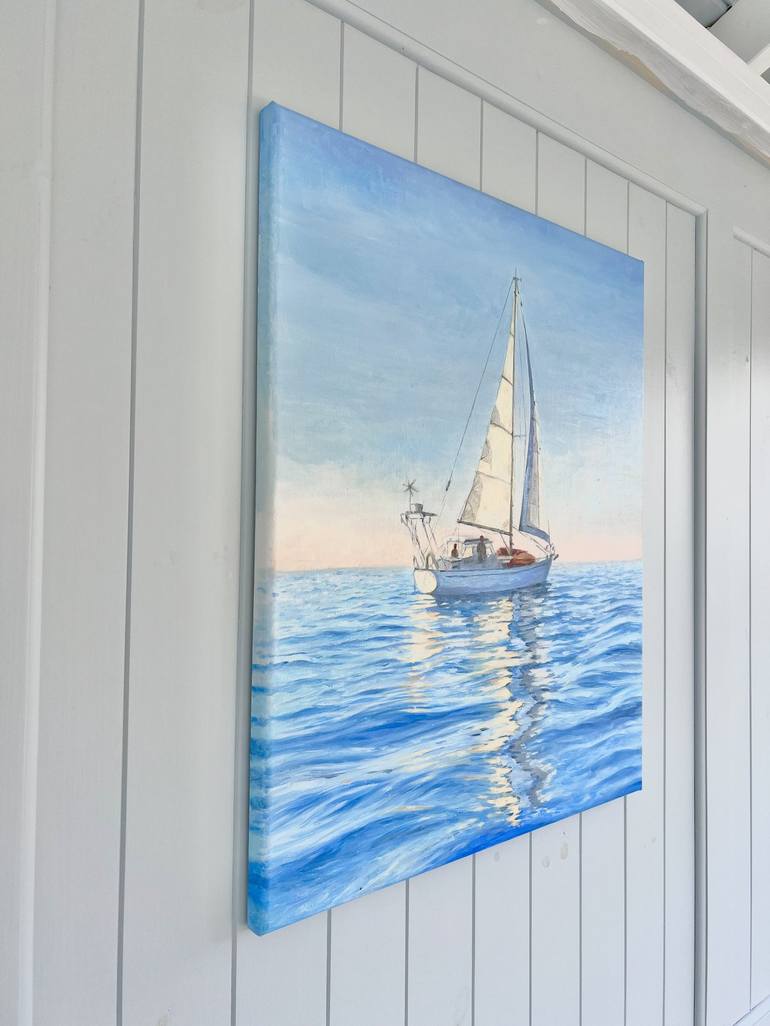 Original Impressionism Sailboat Painting by Tiana Breeze