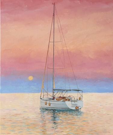 “Pink dreams”- Yacht oil painting thumb